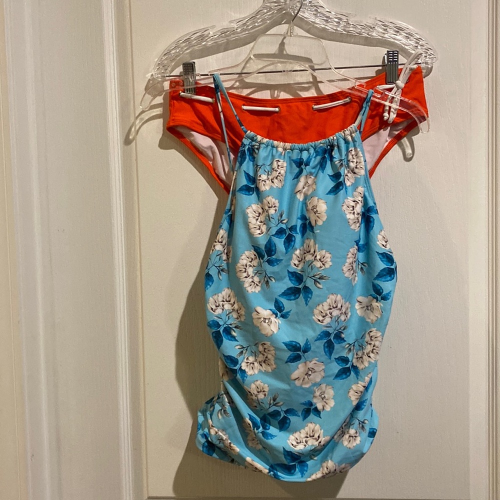 Tankini Swim Suit Blue floral